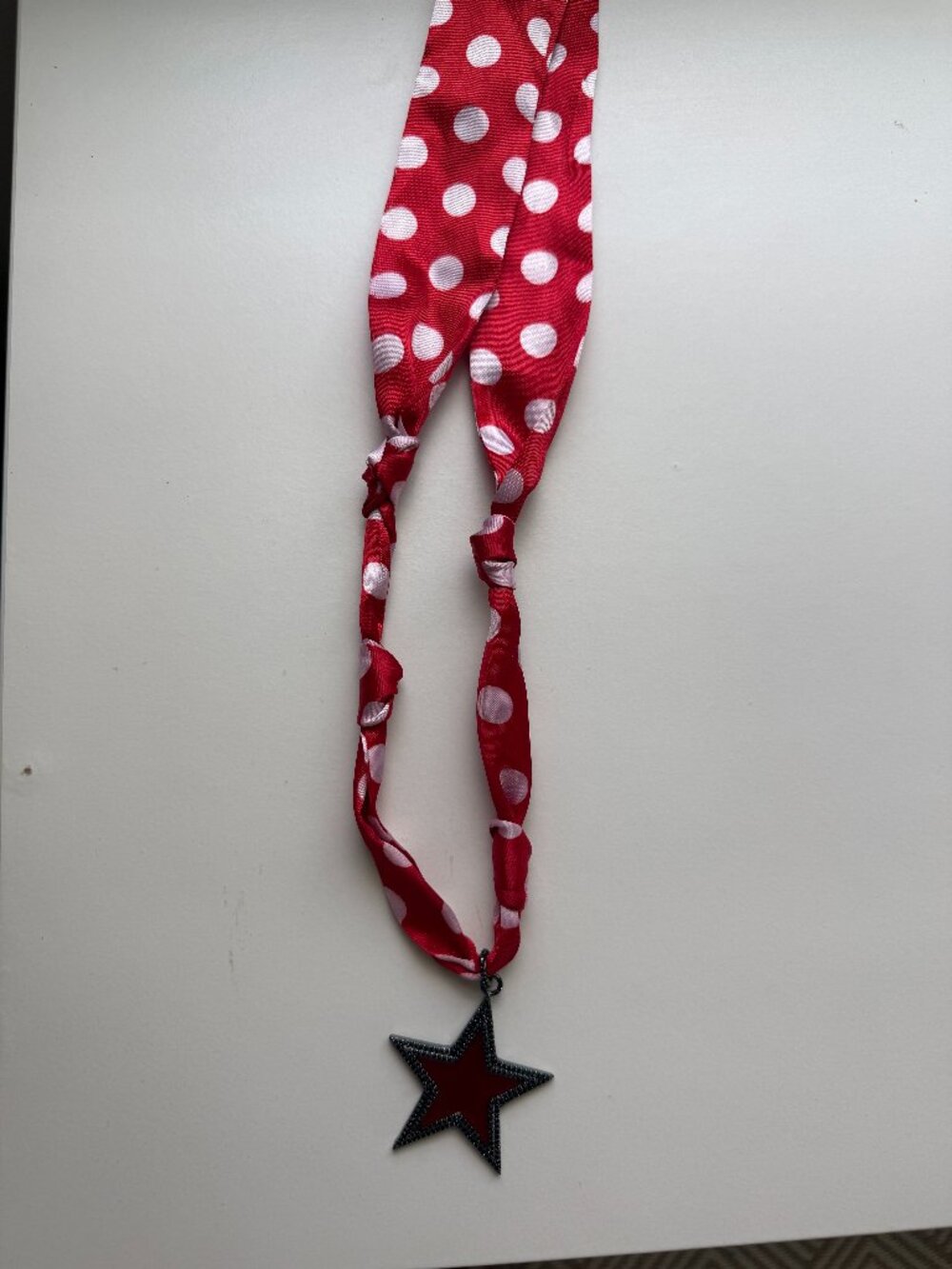 Red Scarf Necklace w/ Star Pendant